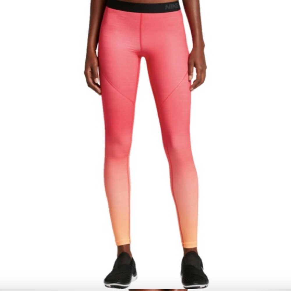 Nike Pro Hyperwarm Pink/Orange Ombré Leggings